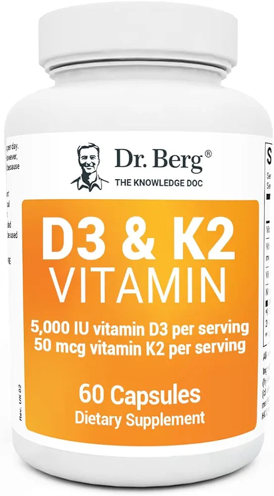 Dr Berg D3 & K2 Vitamin (5,000 IU) - 60 capsules