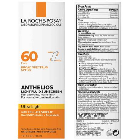 La Roche Anthelios Ultra Light Fluid Facial Sunscreen SPF 60